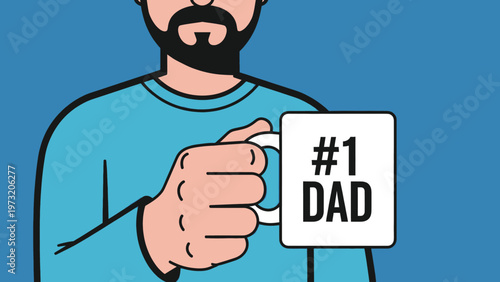 Man Holding Number One Dad Sign.