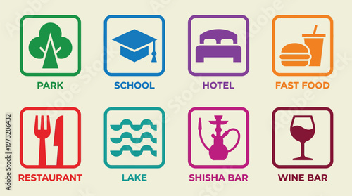 Minimal Public Signage Icon Set Collection