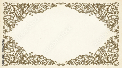 A beautiful, ornate, floral border design with intricate patterns and swirling lines, perfect for adding a touch of elegance to any graphic or document.