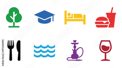 Minimal Public Signage Icon Set Collection