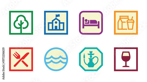 Minimal Public Signage Icon Set Collection