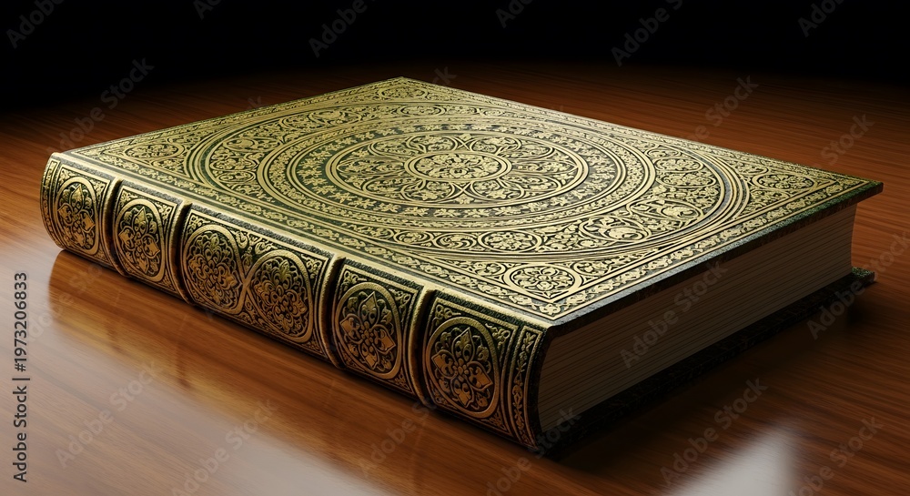 Fototapeta premium Antique book celebrating happy muharram day 1445 1450 islamic new year