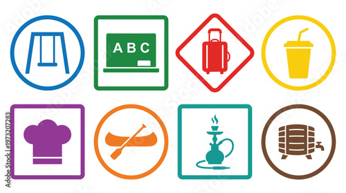 Minimal Public Signage Icon Set Collection