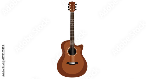 Acoustic guitar illustration on white background, musical instrument art.
