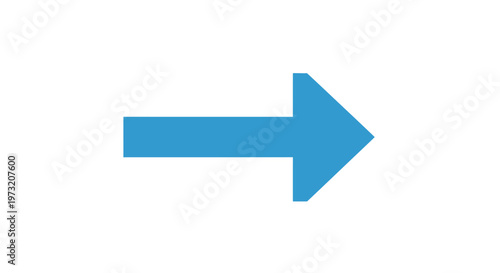 Blue arrow pointing right on white background