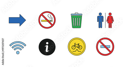 Minimal Public Signage Icon Set Collection