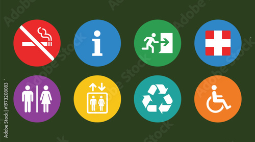 Minimal Public Signage Icon Set Collection