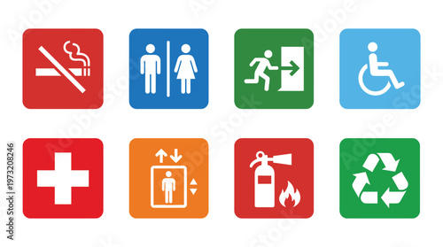 Minimal Public Signage Icon Set Collection