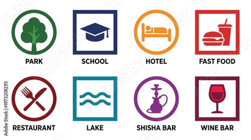 Minimal Public Signage Icon Set Collection