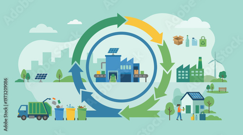Circular Economy Concept Depicting Recycling and Sustainable Practices.