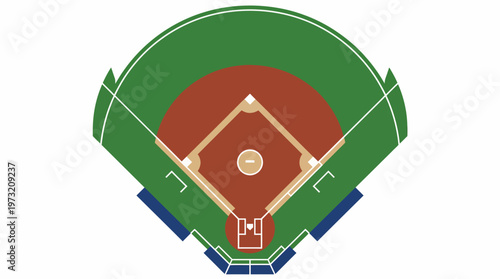 Overhead View of a Baseball Field with Detailed Layout.