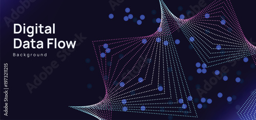 Digital Network Connection Background with Data Nodes and Mesh Lines, Futuristic Technology Concept for AI, Big Data Systems and Communication Visualization