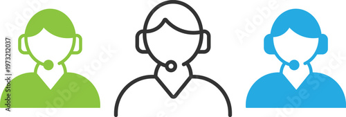 User Support Icon Set – Customer Service, Help Desk, Assistance Icons, 