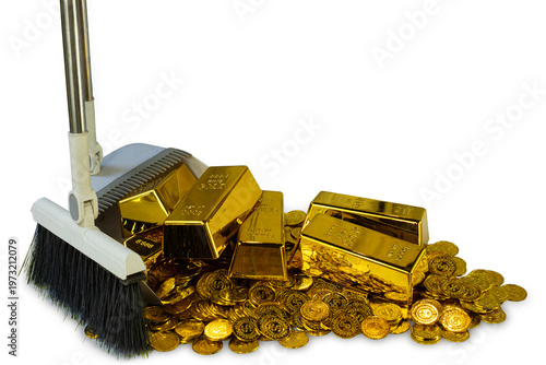 The piles of gold bars and coins were swept into the trash.