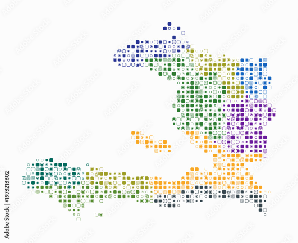 Fototapeta premium Haiti, shape of the country build of colored cells. Digital style map of the Haiti on white background. Small size rounded square blocks. Modern vector illustration.