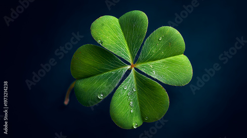 Isolated four leaf clover, shamrock for luck, Irish symbol, St. Patrick's Day, auspicious charm