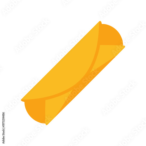 Simple Yellow Taquito Illustration on White Background.