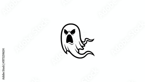 Angry ghost vector illustration isolated on white background