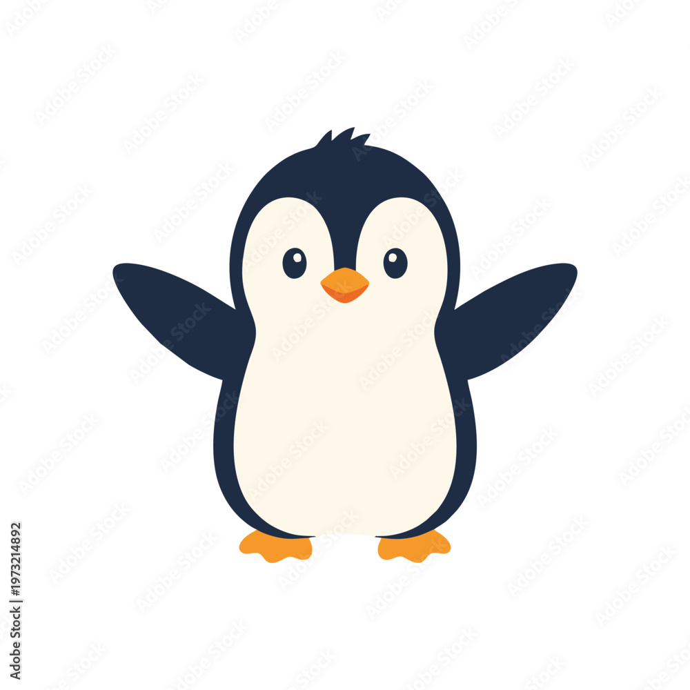 Fototapeta premium Cute Cartoon Penguin Character with Open Arms.