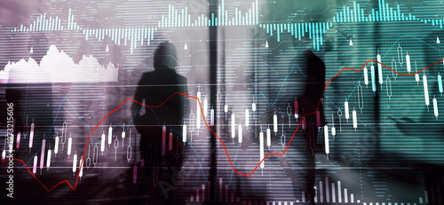 Global Financial Trading Analysis with Stock Market Charts and Investment Data for Fintech Website Banner