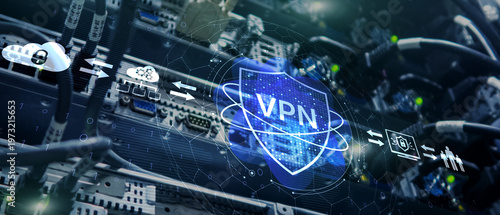 Internet Privacy and VPN Data Encryption Concept with Secure Network Communication Interface