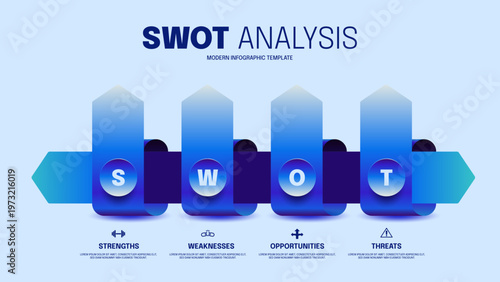 Modern SWOT analysis infographic template design for business and marketing strategy