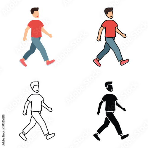 Walking Activity Icon Set Human Movement Vector Illustration Design