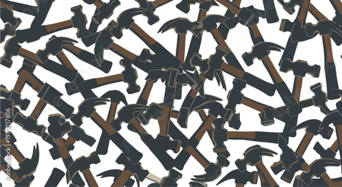 Industrial hammer pattern vector illustration, repeating claw hammer tool background, construction equipment texture for hardware store branding
