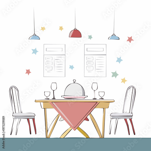 Dining Table With Cloche Dish.