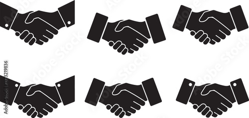 business deal handshake agreement silhouette set black.