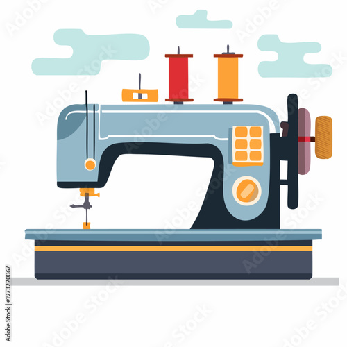 Sewing Machine with Thread Spools.