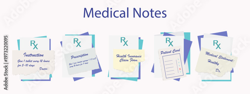 Doctor prescription rx, medical instructions. A patient record with a short reminder. Handwritten text on a scrap of paper, doctor's instructions, treatment recommendations, dosage notes for patient.