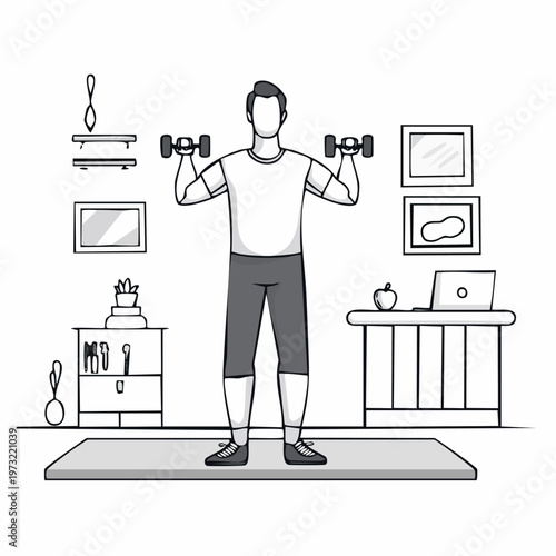 Man doing shoulder press exercise.