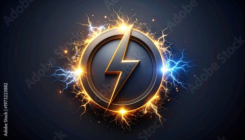 Electrifying Power Surge: A Dynamic Icon with Voltage, Sparks and Energy