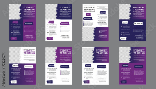 collection of modern flyers for electrical training courses