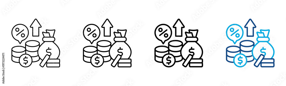 Fototapeta premium Interest Rate Icon Different Style Outline Collection Set Vector Illustration