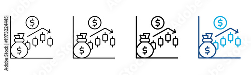 Stock Market Icon Different Style Outline Collection Set Vector Illustration