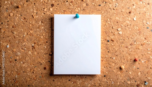 Clean White Note Sheet Mockup Pinned on Textured Cork Board Surface