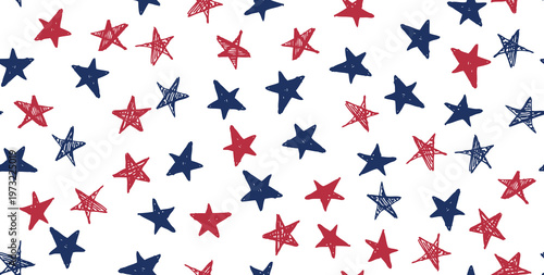 Independence Day USA. Stars grunge. Presidents day. Hand drawn illustration.	
