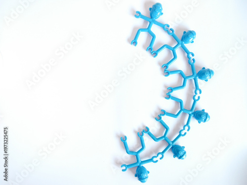 Blue Plastic Toy Figures Arranged for Teamwork and Unity Concept