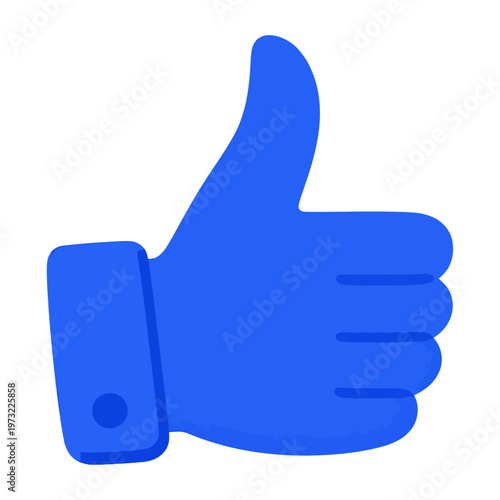 Blue vector thumbs-up icon symbolizing approval