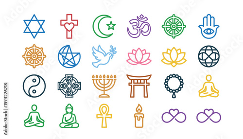 Collection of religious and spiritual symbols.
