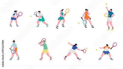 テニス選手のイラストセット