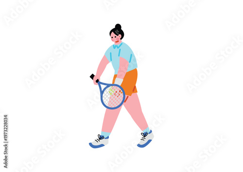 テニスをする女性のイラスト