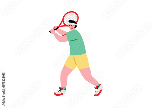 テニスをする男性のイラスト