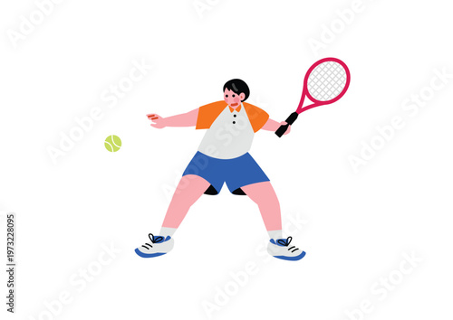 テニスラケットでボールを打つ男性のイラスト