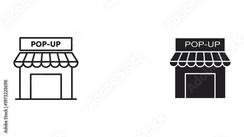 Two pop-up shop icons in black and white on a plain background