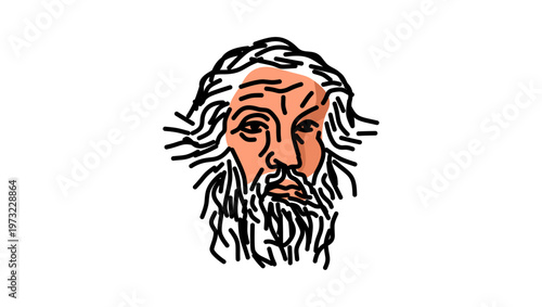 Platon portrait, flat vector illustration