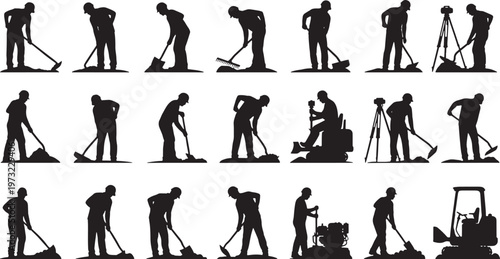 construction worker labor stages flat design vector illustration