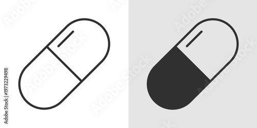 Pill Icon representing medication, healthcare, and pharmaceutical treatment.